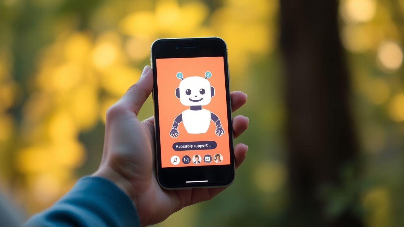 AI chatbot on phone offering mental health support.