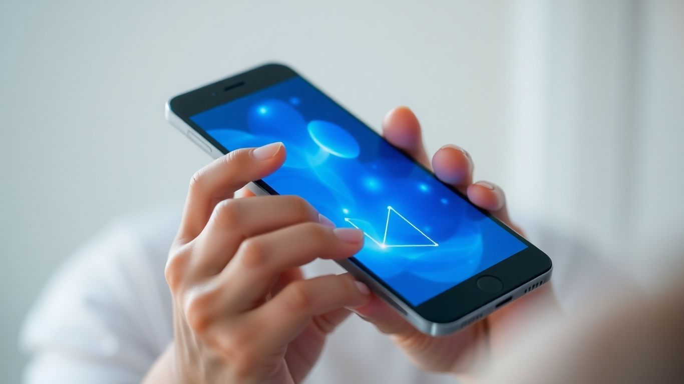 Person using AI mental health chatbot on phone.