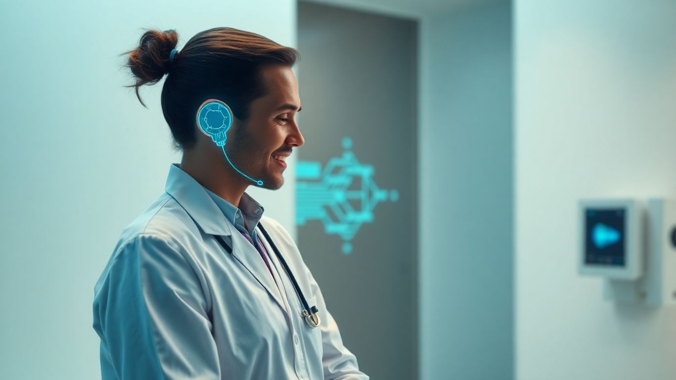 AI healthcare chatbot interface assisting a patient.