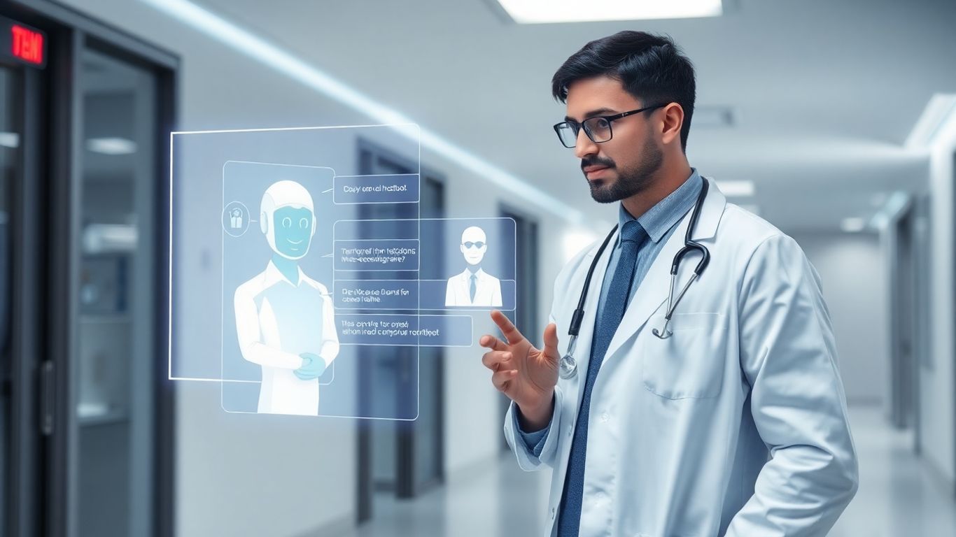 AI healthcare chatbot assisting a doctor in patient care.