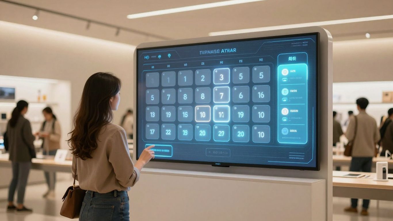 Customer scheduling appointment with AI in a retail store.