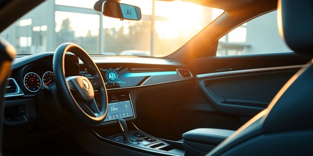 Modern car interior with AI assistant.