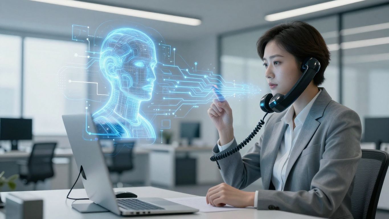 AI call answering service interface with futuristic design.