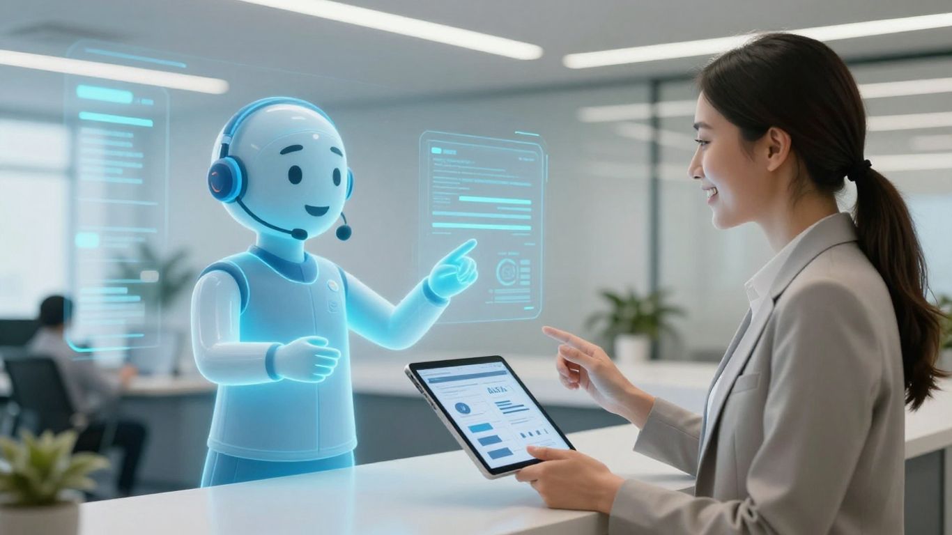 AI receptionist helping business owner with operations.
