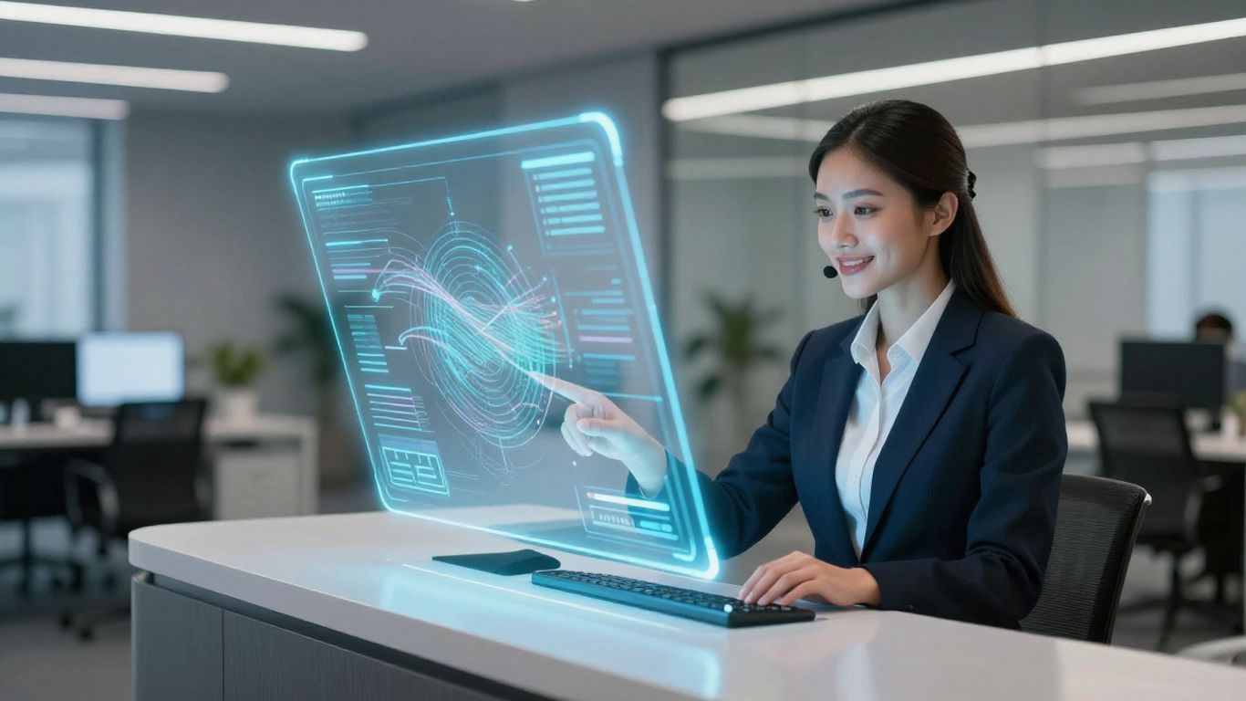 AI receptionist interface and professional.