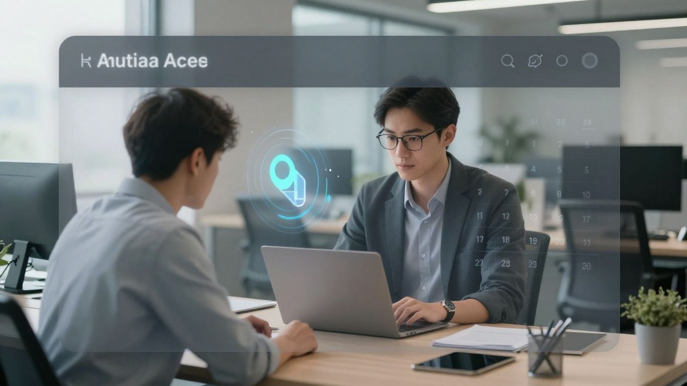 AI scheduling optimizing business appointments on a digital calendar.