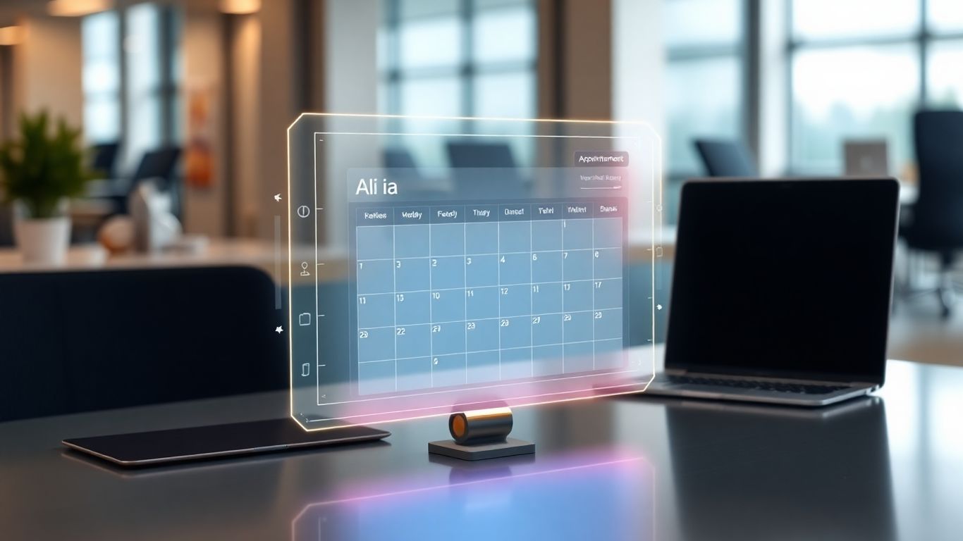 AI receptionist interface on a desk