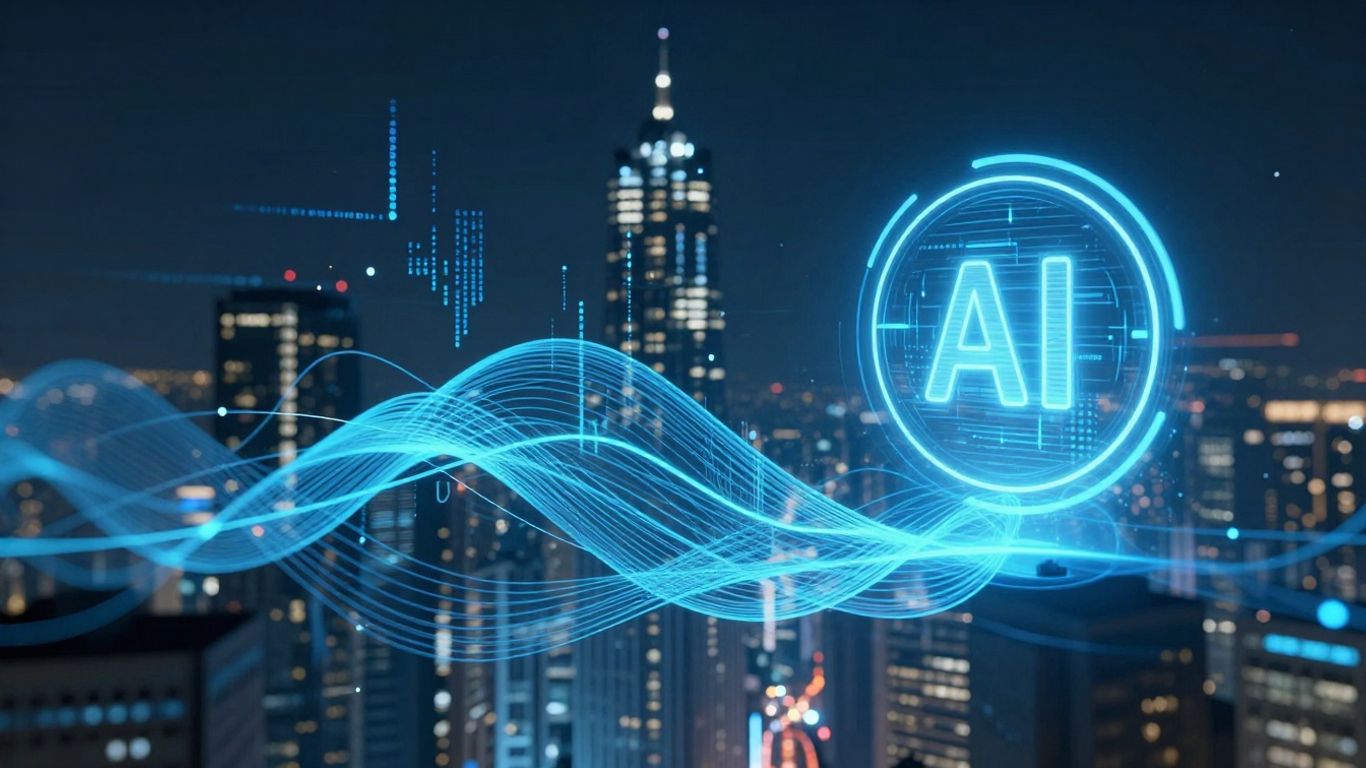 AI managing calls and voicemails in a futuristic setting.