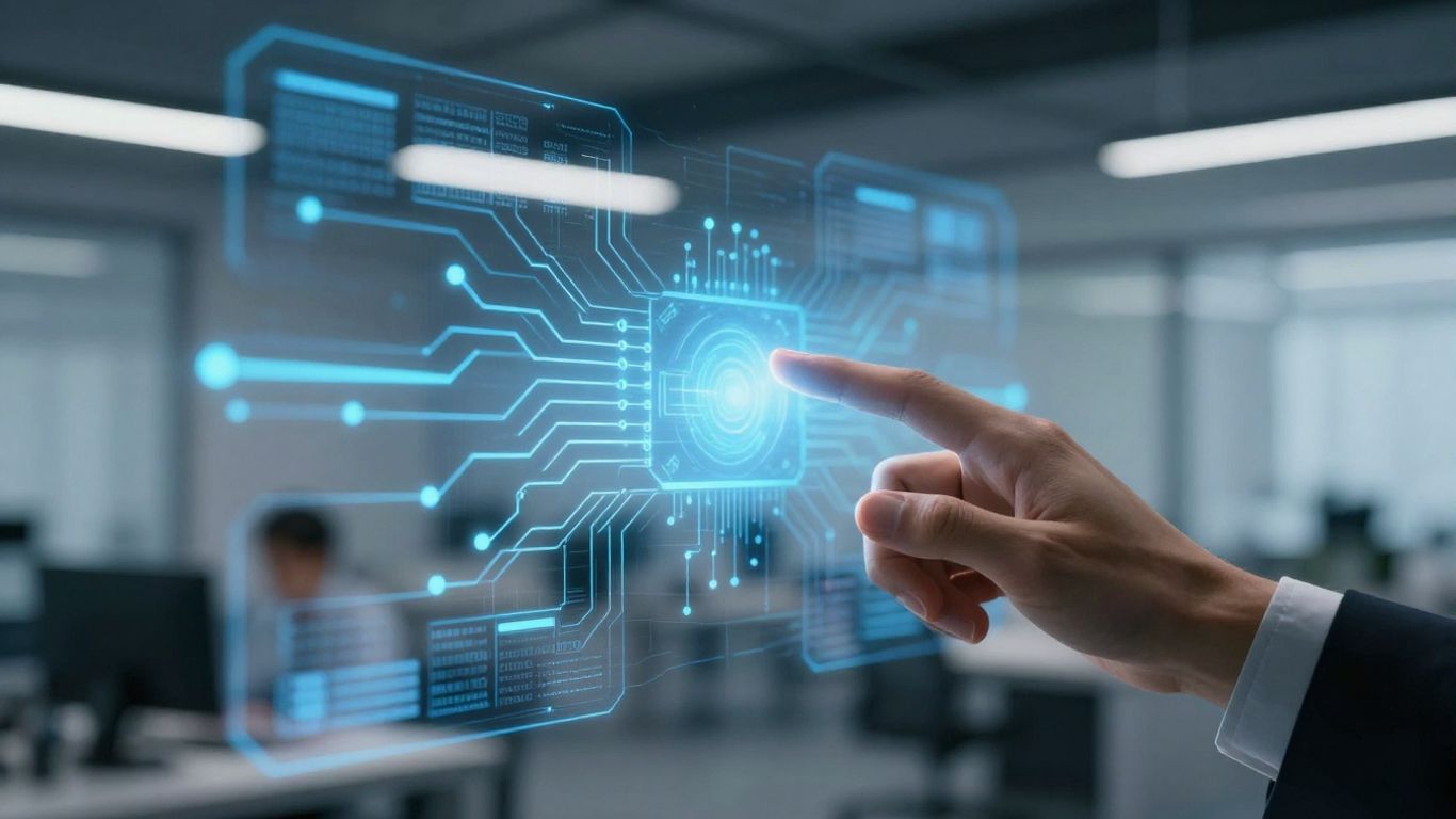 AI phone agent interface interacting with a human hand.