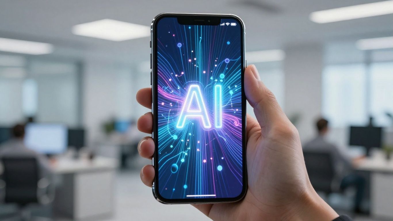 AI phone receptionist app on a smartphone screen.