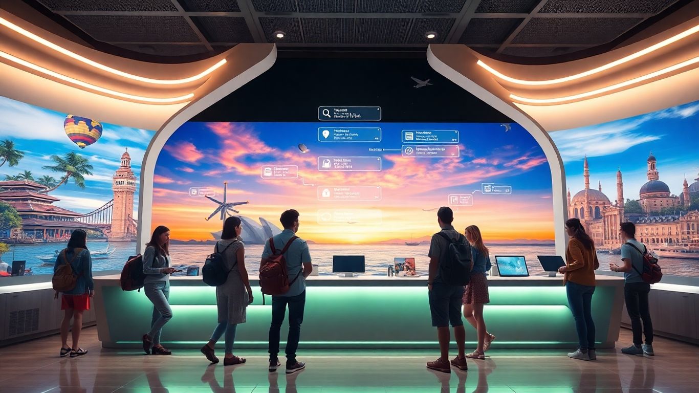 AI chatbot assisting travelers with vacation planning.