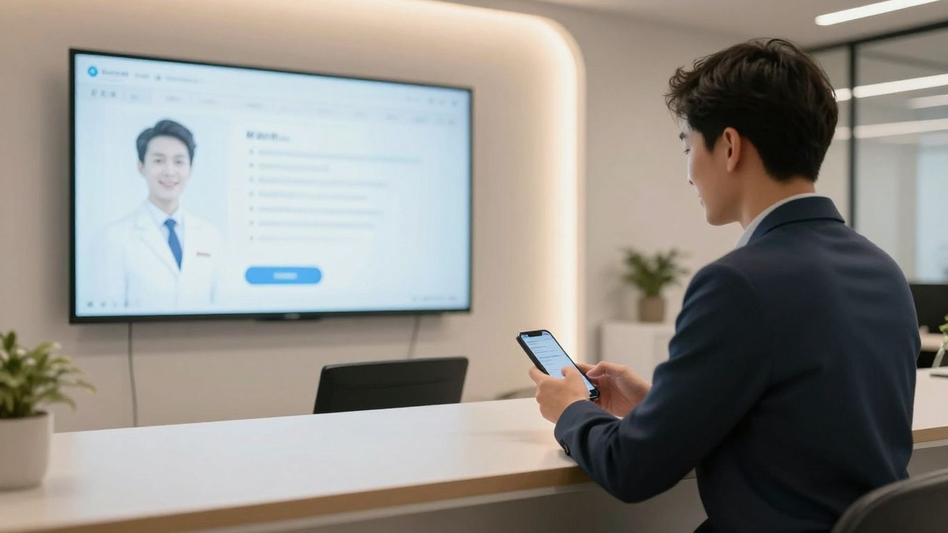 AI receptionist avatar assisting a customer's call.
