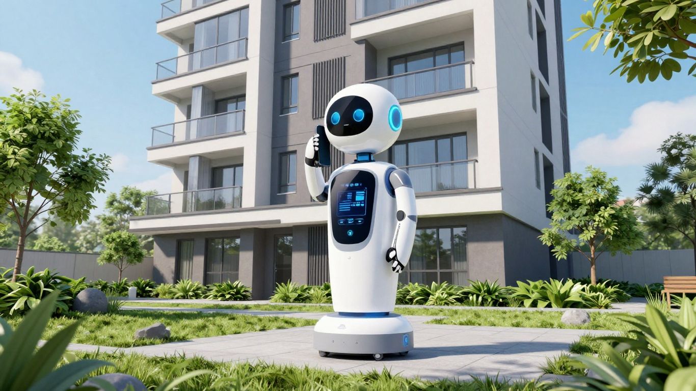 AI robot answering phone at apartment community
