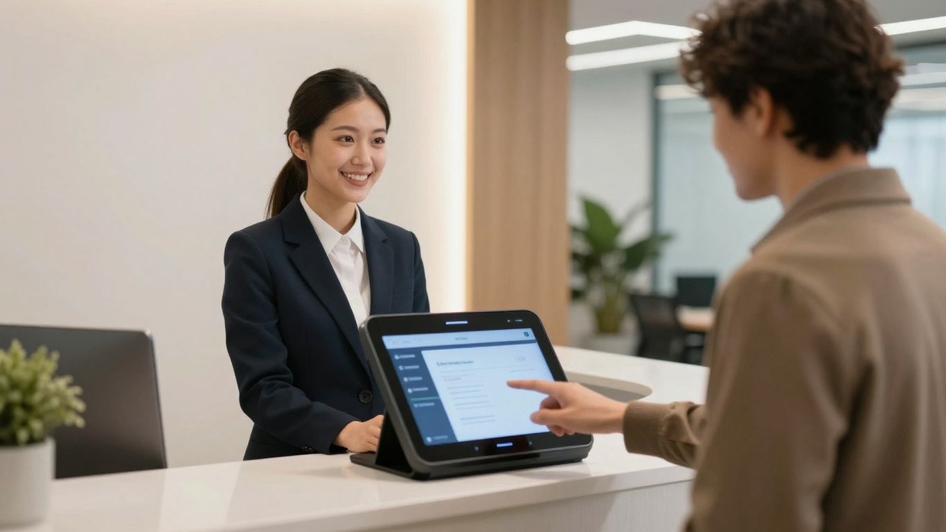 Automated front desk system improving office experience.