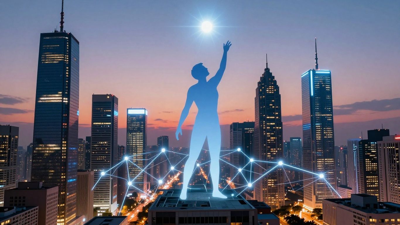AI connecting with future prospects in a digital world.