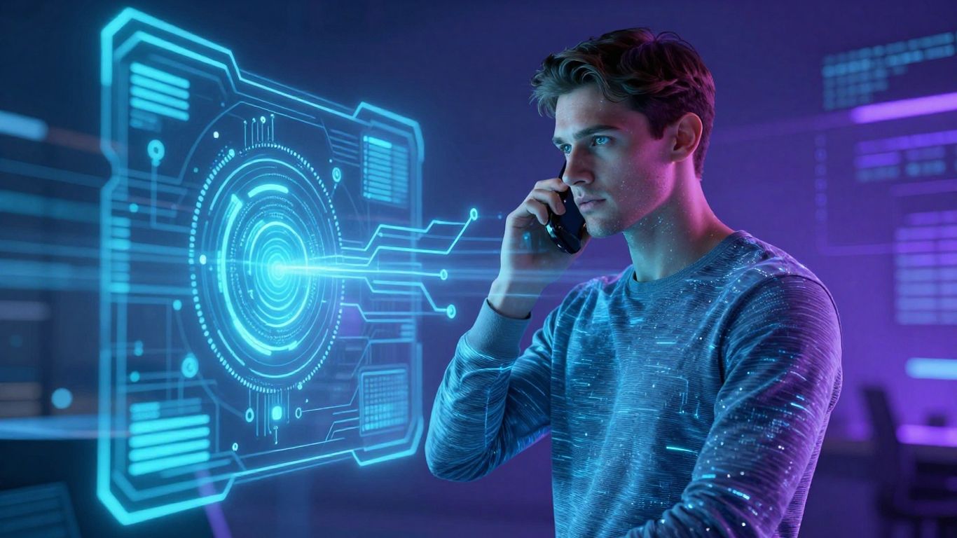 AI agent making a holographic phone call.