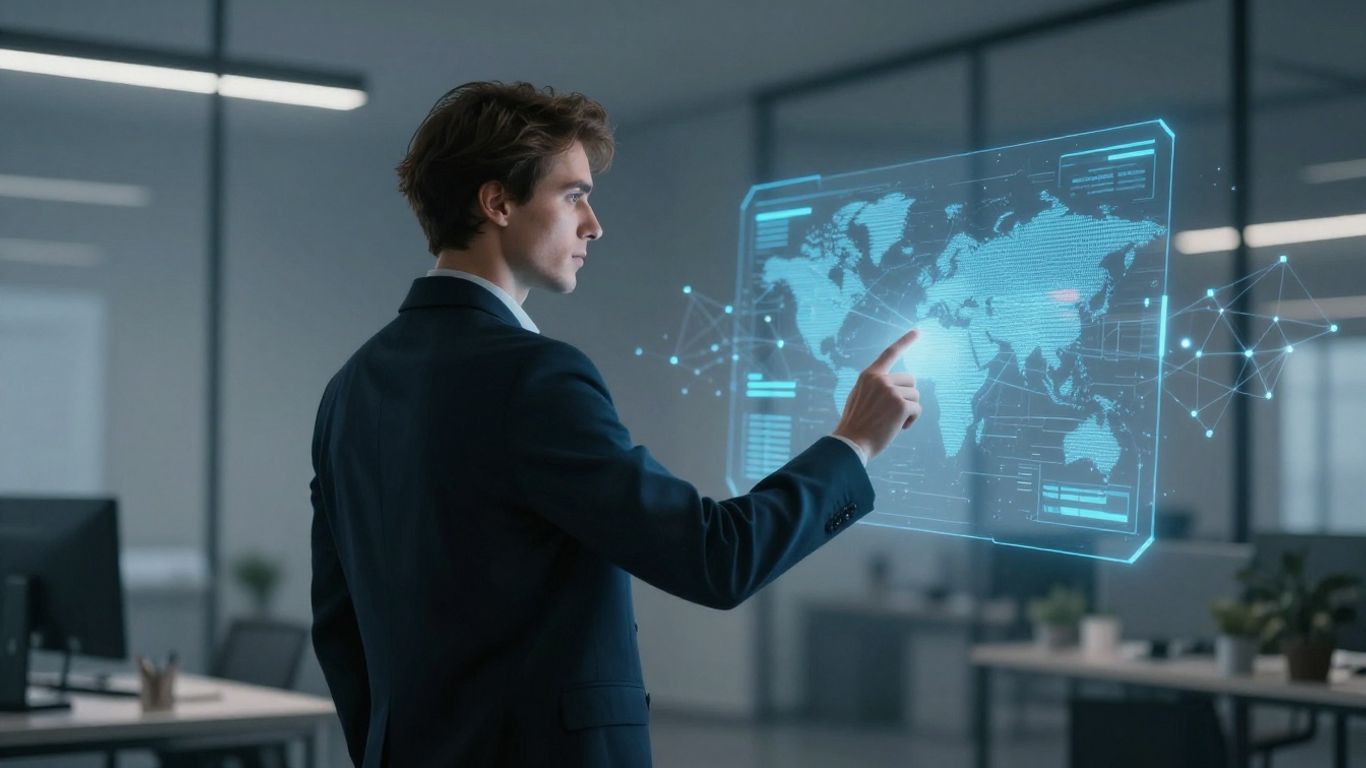AI cold calling software interface with data streams.