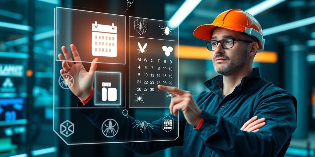Pest control technician with advanced AI scheduling.