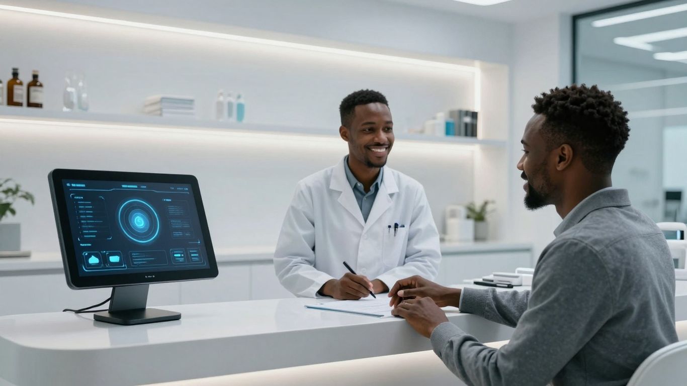AI receptionist assisting in a modern dental office.