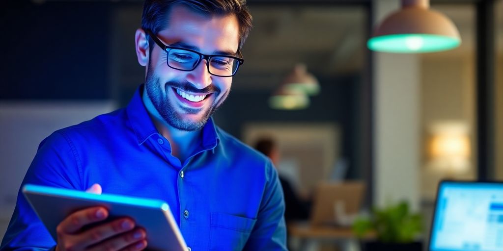 Accountant using AI phone system for client.
