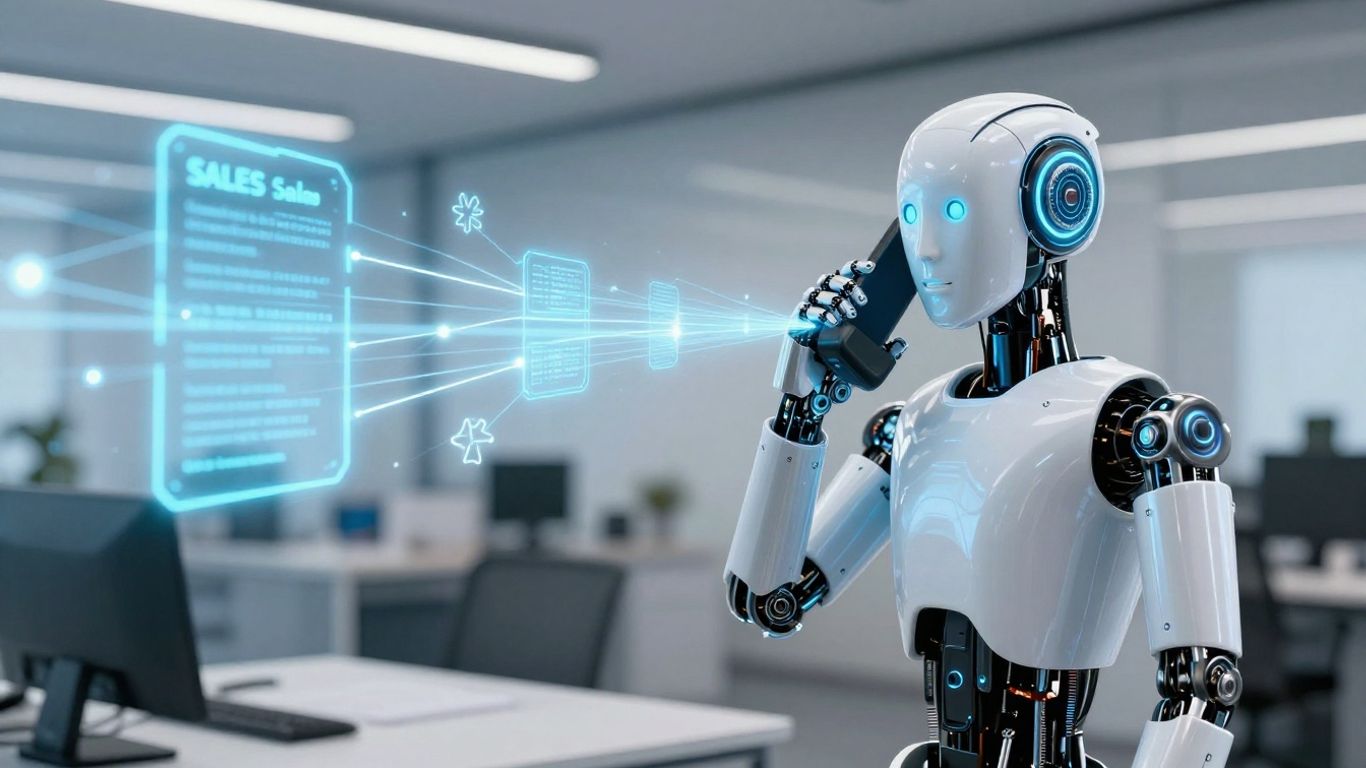 AI robot arm making a sales call