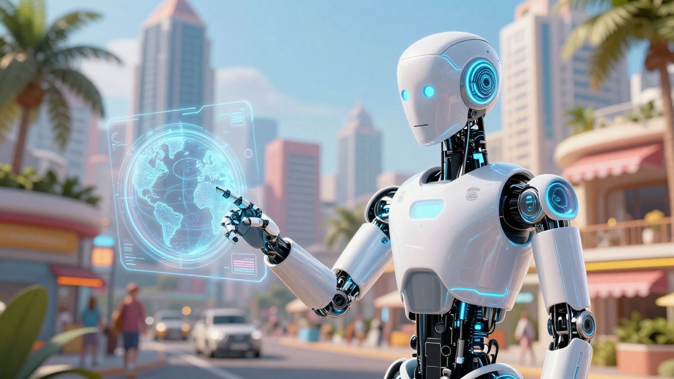 AI travel agent planning a global vacation.