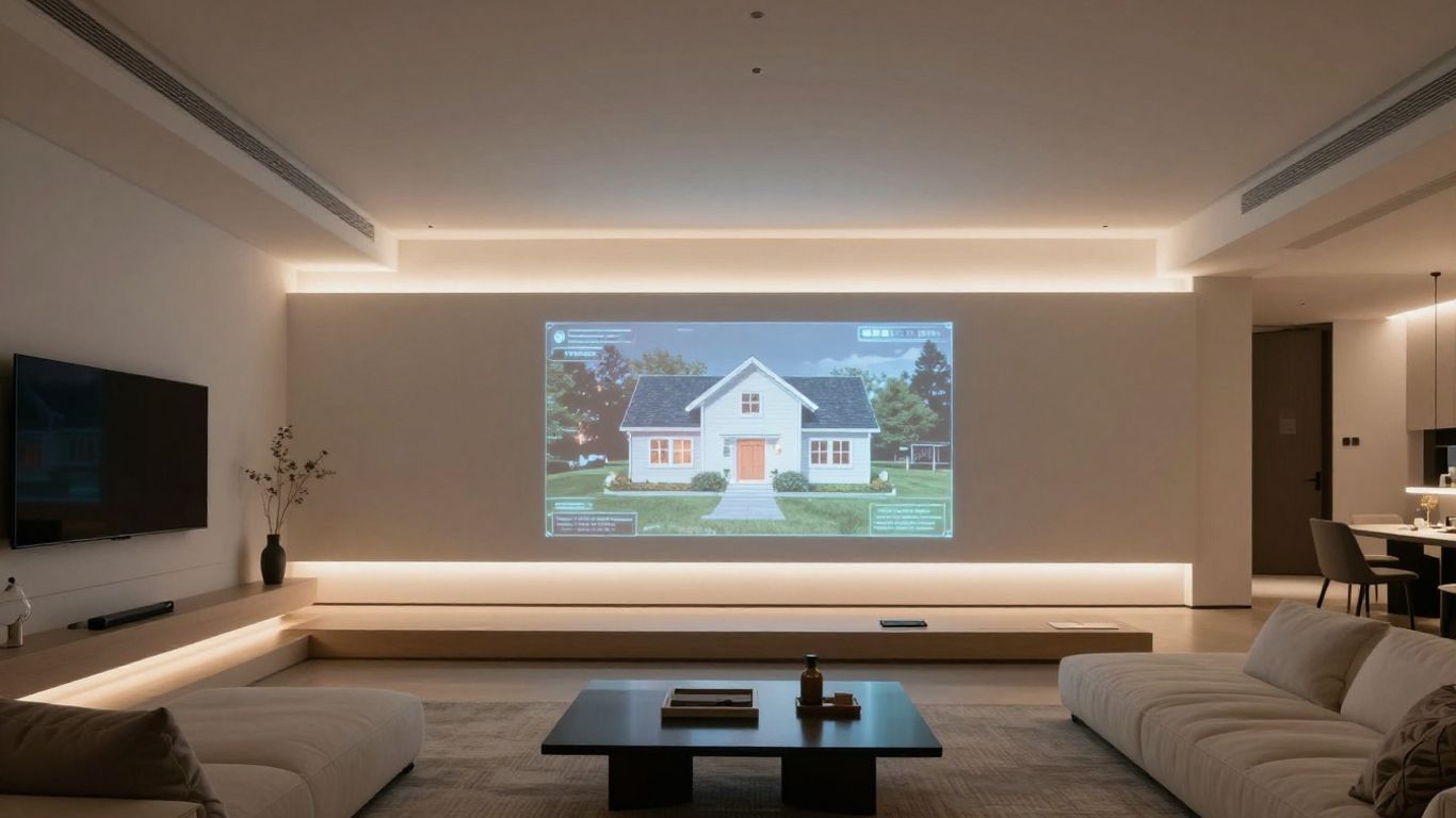 AI technology integrated into a modern home interior.