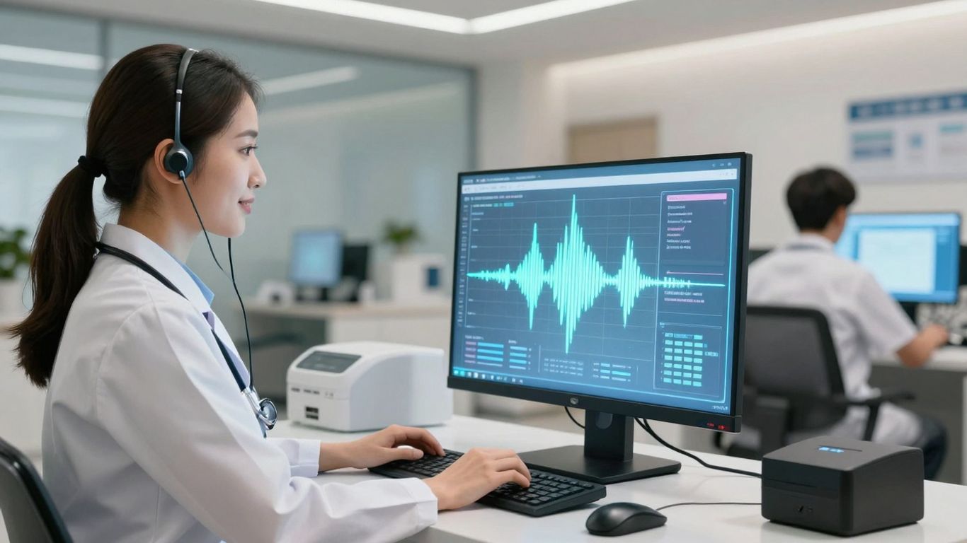 AI voice assistant revolutionizing healthcare call center patient care.