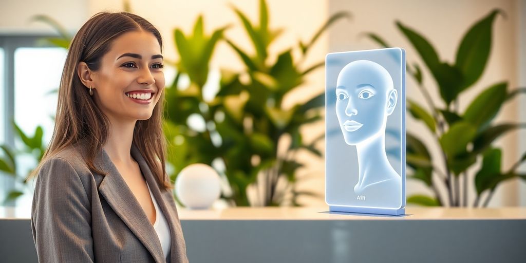 AI receptionist greeting patient.