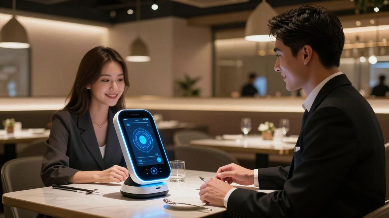 Restaurant server using voice AI technology.