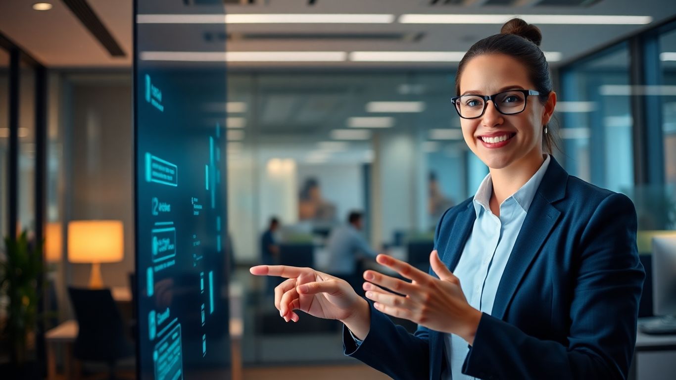 AI receptionist interface with a professional person.