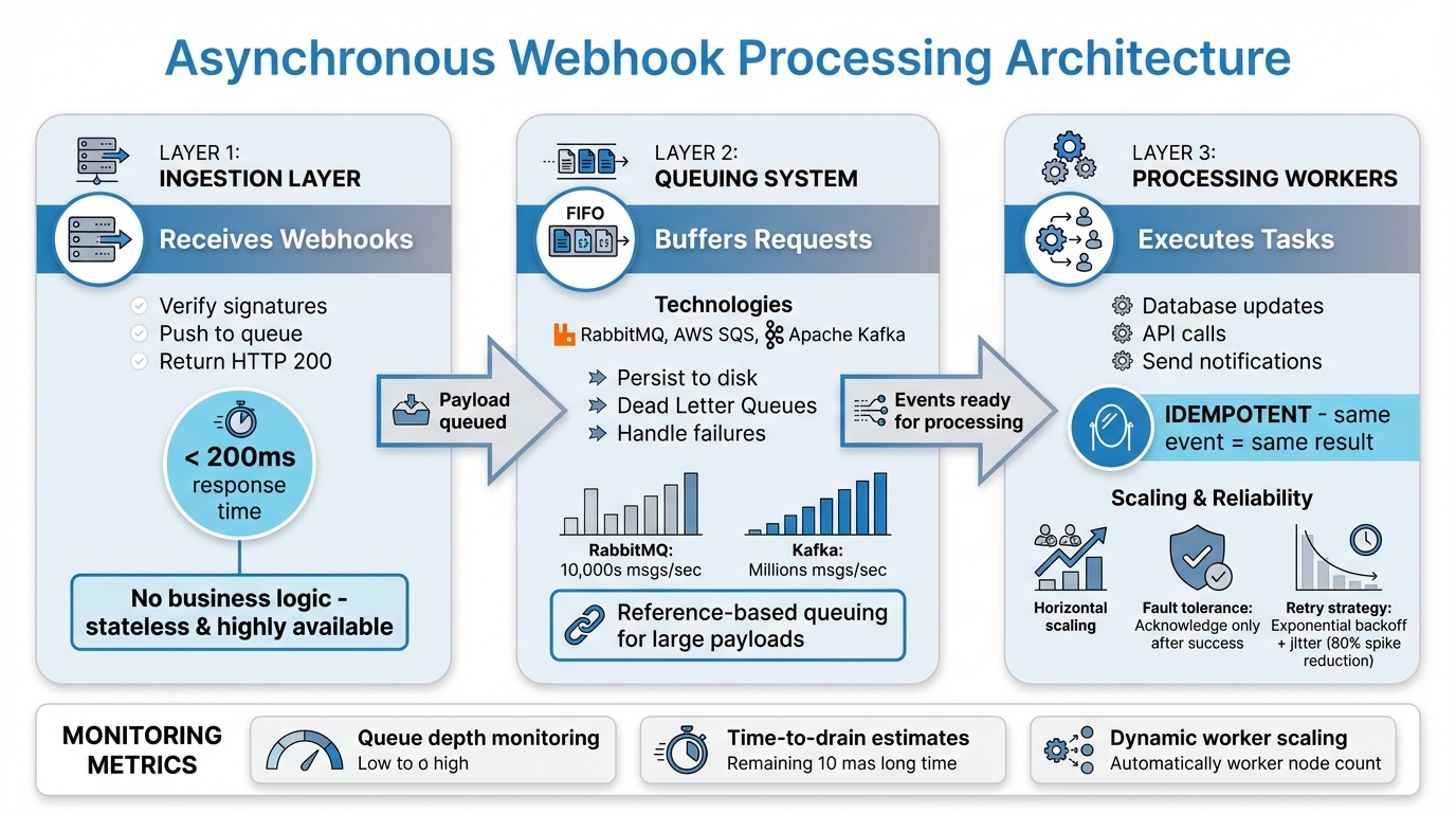 Three-Layer Architecture for Asynchronous Webhook Processing