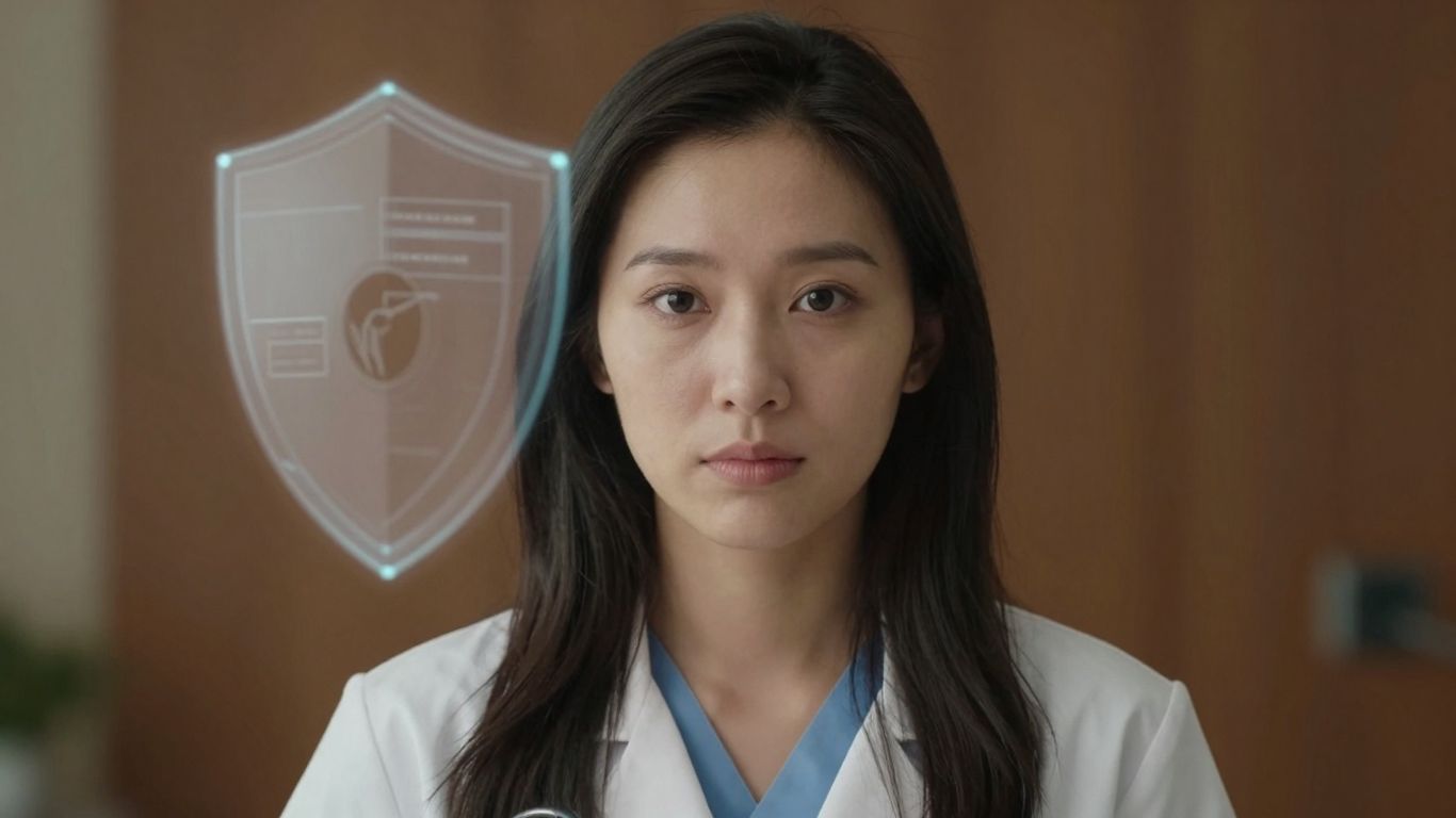 Medical professional with digital shield, HIPAA compliant