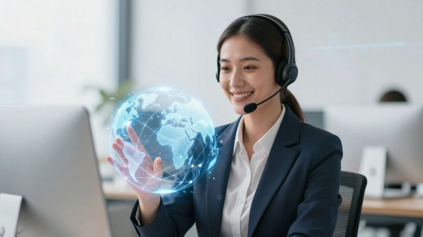 AI receptionist handling global customer support calls.