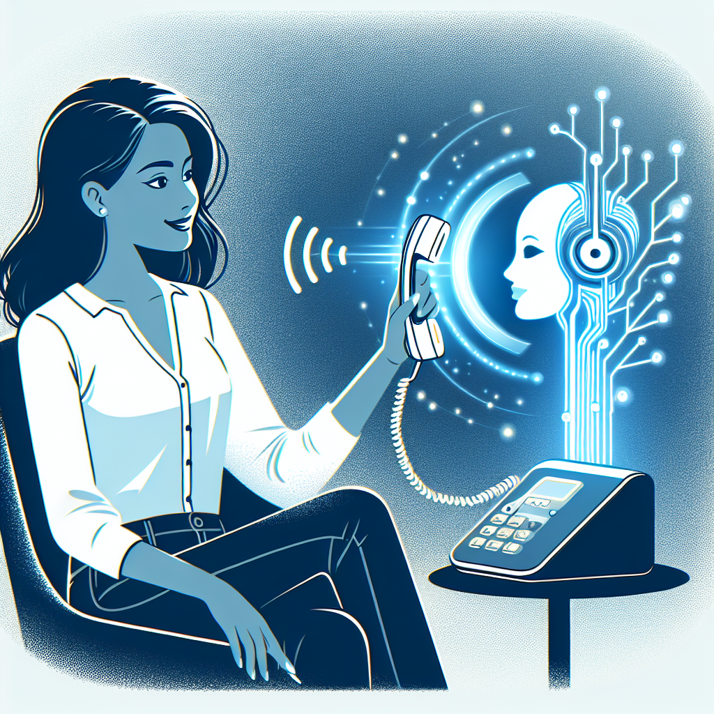 Illustration of a customer interacting with an AI-powered phone reception system.
