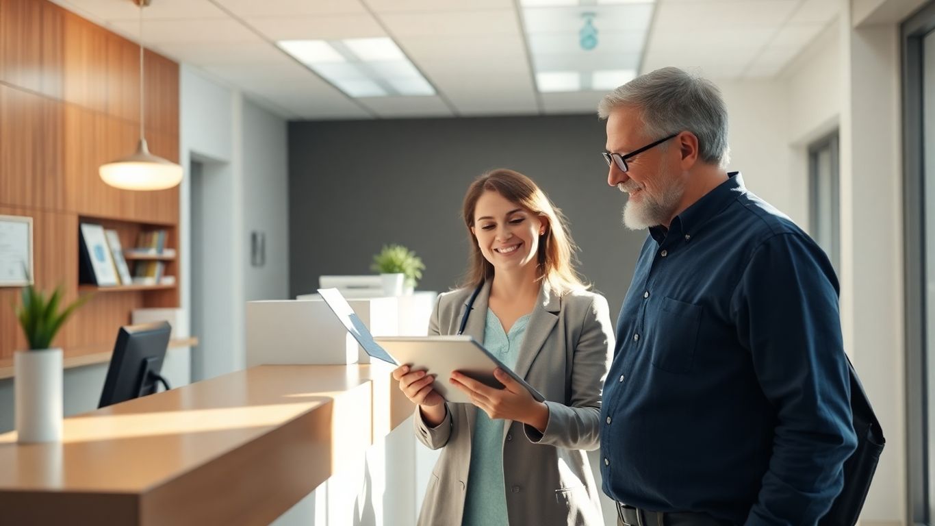Patient checking in at a virtual front desk