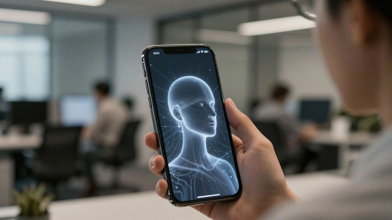 AI receptionist interface on a phone screen