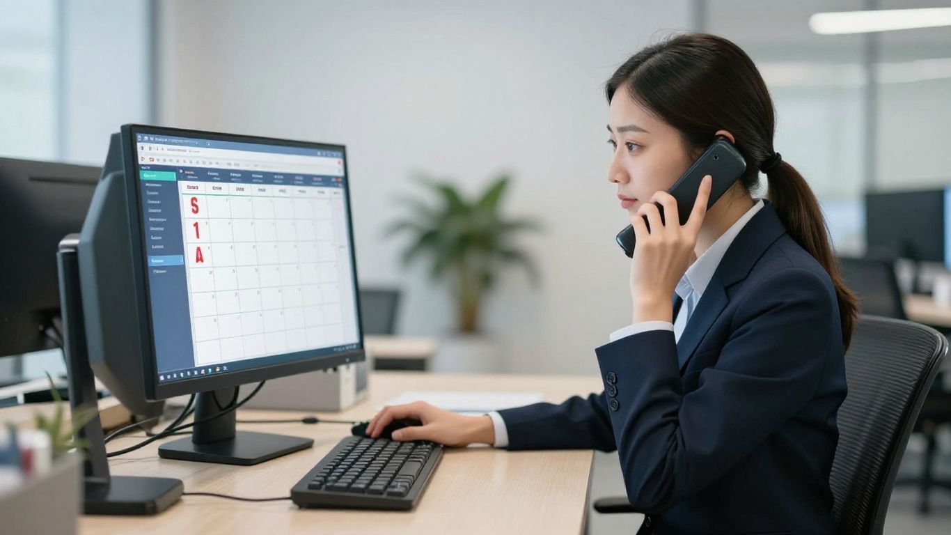Business appointment scheduling with a receptionist.