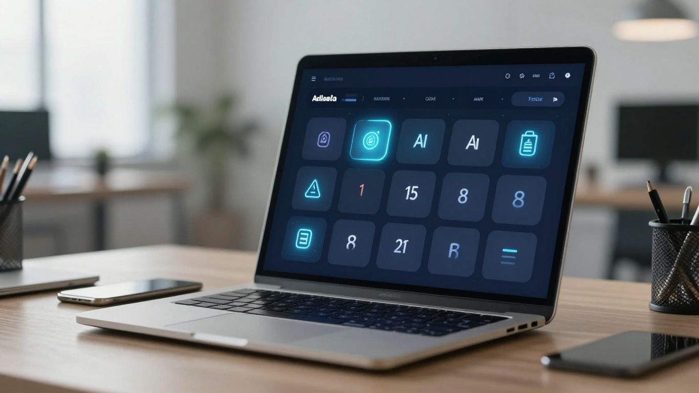 AI scheduling software on a laptop screen.