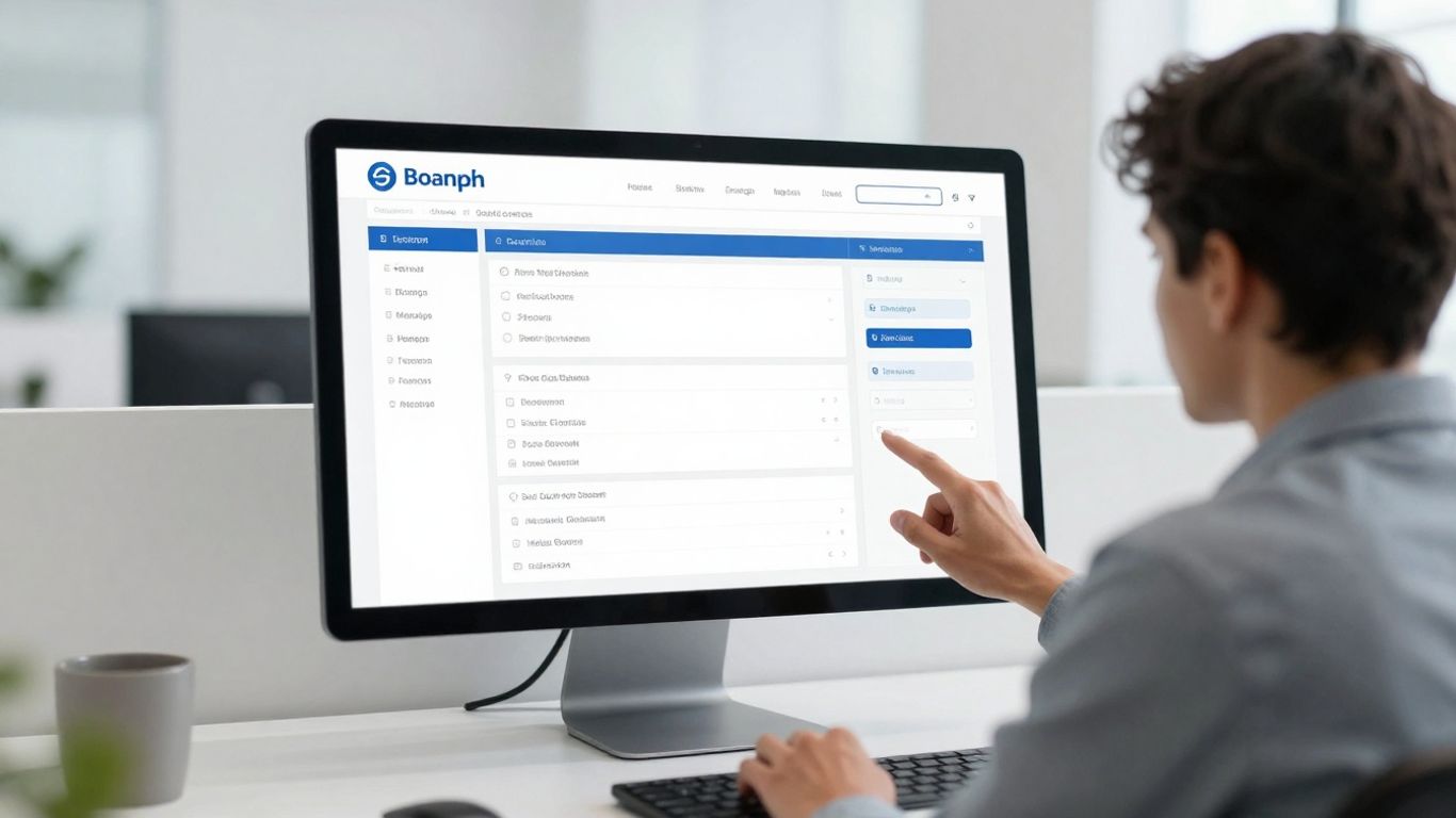 Modern front desk with digital interface and efficient workflow.