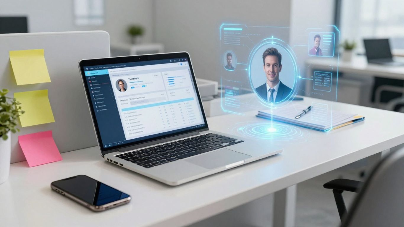 AI dashboard with CRM integration tools in a workspace