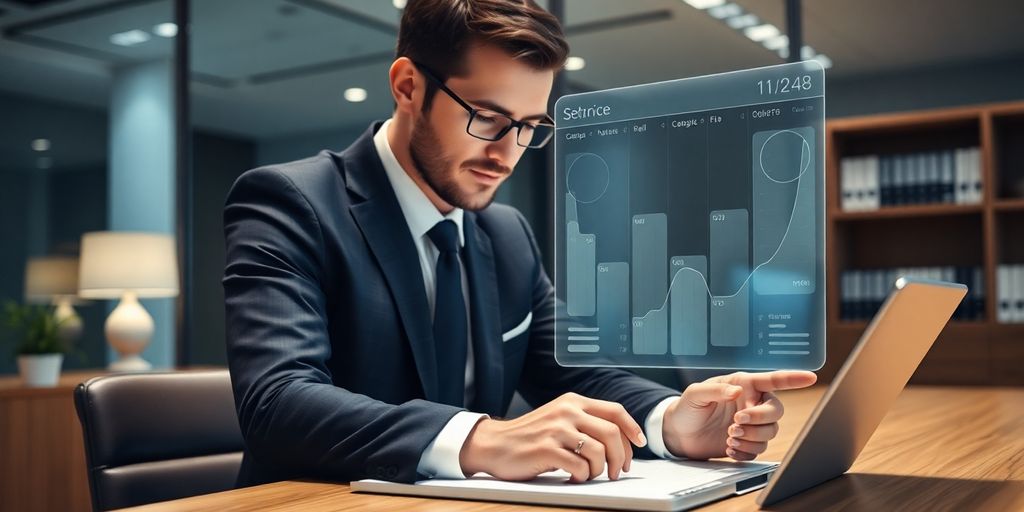 Family lawyer meeting with AI scheduler interface.