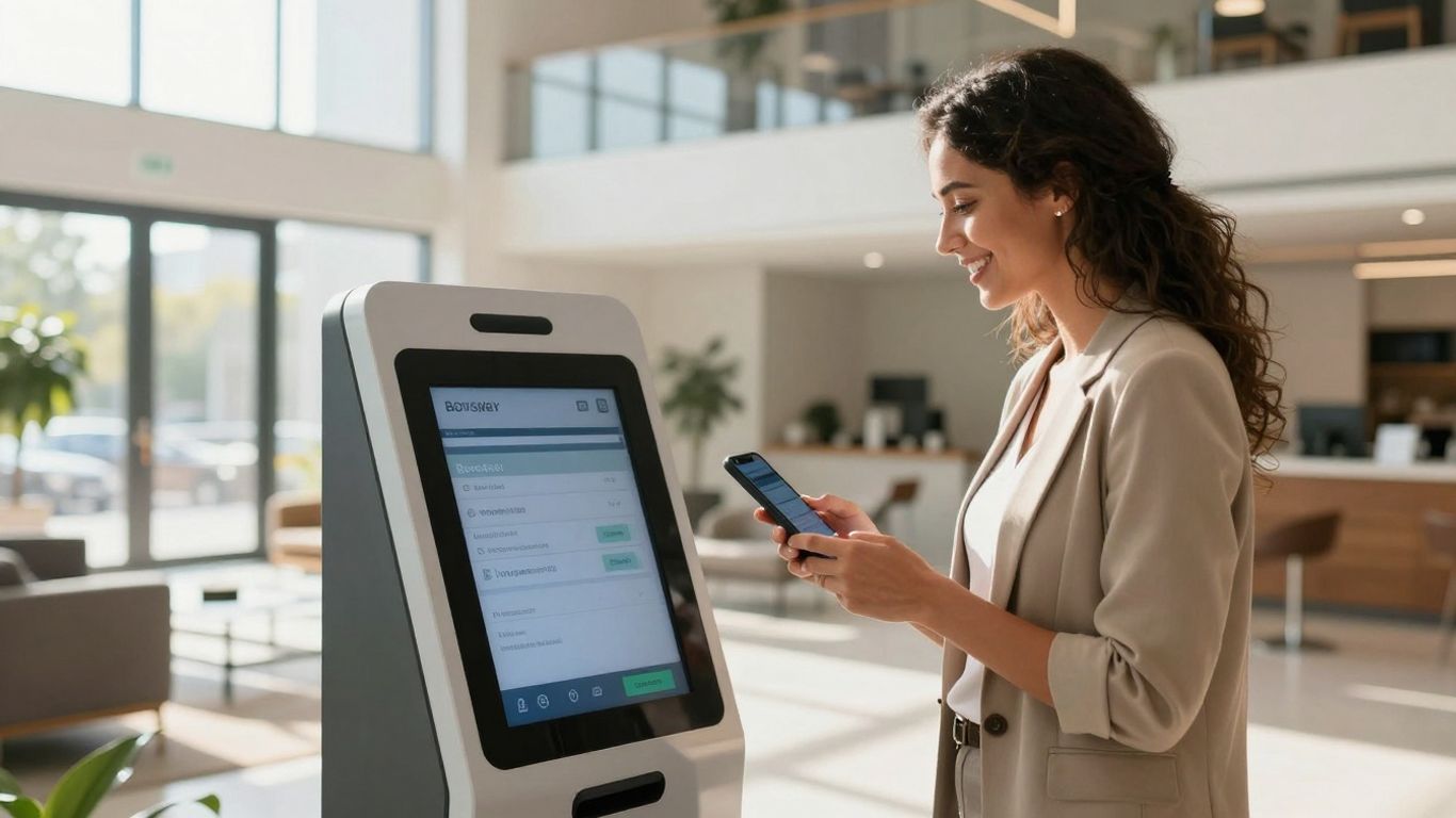 Tenant using digital kiosk for automated check-in