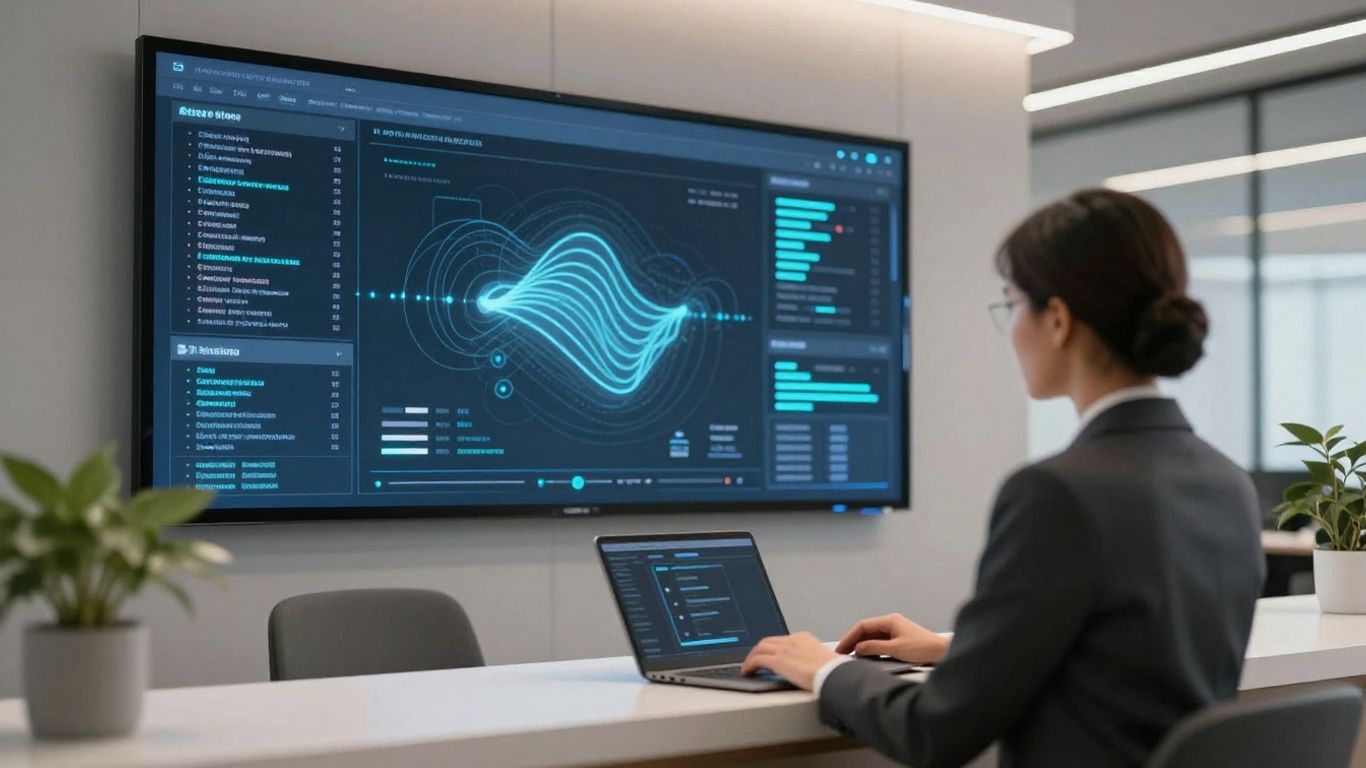 Receptionist using lead screening software interface