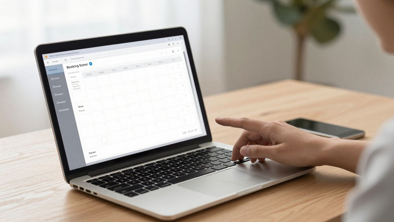 Automated appointment booking system on a laptop.