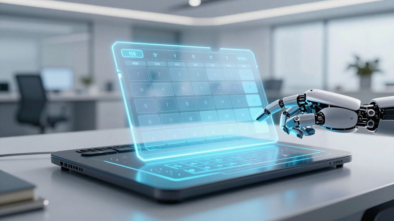 AI agent booking appointments on a digital calendar.
