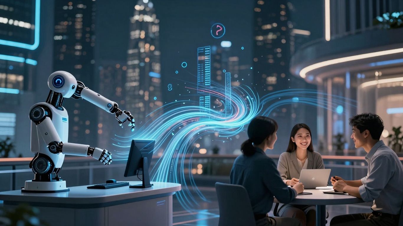AI automating customer service with digital connections.
