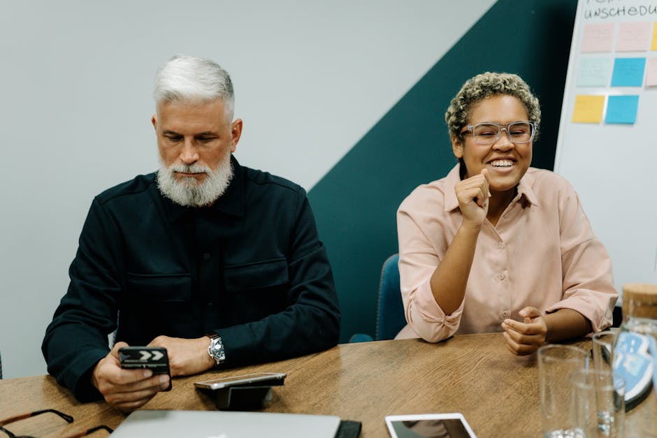An engaging office setting with a professional on a phone, showcasing seamless communication with advanced AI tools in use.