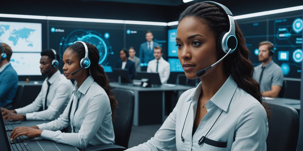 AI holograms assisting customers in a call center.