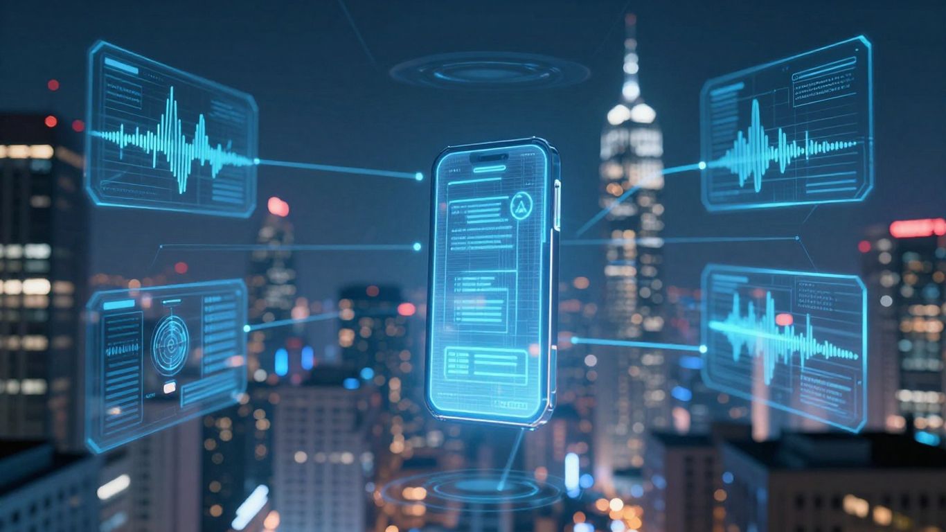 AI calling and Zapier integration concept art.